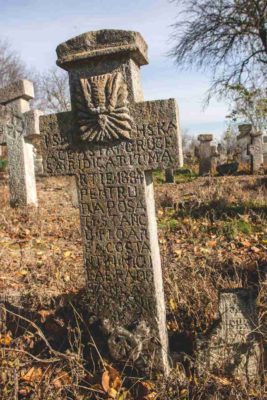 Fig. 35 Cruce de secol XIX, cimitirul parohial Ştefăneşti, Călăraşi. Sunt prezente două motive: Sfântul Duh şi Adam