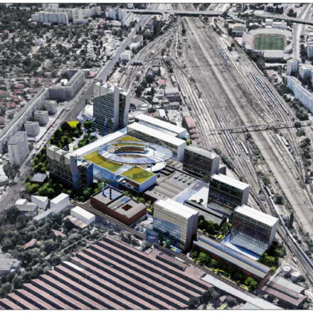 Propunere Master Plan, varianta I - perspectivă aeriană nord, iunie 2017